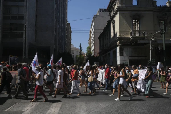 Yüz Maskesi Takan Öğretmenler Ağustos 2020 Yunanistan Atina Kentinde Yapılacak — Stok fotoğraf