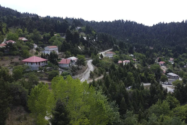 Flygfoto Över Lefka Eller Paloukova Som Tidigare Hette Byggd Vacker — Stockfoto