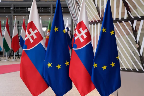 Brussels Belgium 16Th July 2020 European Flag Flag Slovakia Council — Stock Photo, Image