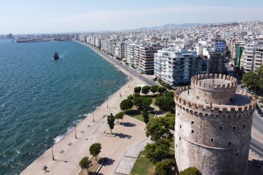 Yunanistan 'daki Selanik Beyaz Kulesi' nin 25 Ağustos 2020 tarihli hava görüntüsü