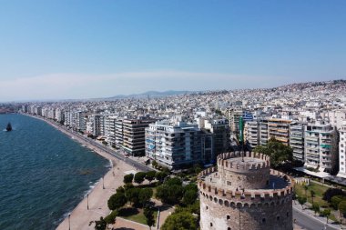 Yunanistan 'daki Selanik Beyaz Kulesi' nin 25 Ağustos 2020 tarihli hava görüntüsü