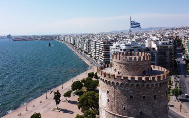 Yunanistan 'daki Selanik Beyaz Kulesi' nin 25 Ağustos 2020 tarihli hava görüntüsü