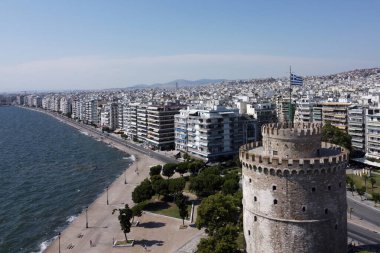 Yunanistan 'daki Selanik Beyaz Kulesi' nin 25 Ağustos 2020 tarihli hava görüntüsü