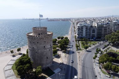 Yunanistan 'daki Selanik Beyaz Kulesi' nin 25 Ağustos 2020 tarihli hava görüntüsü
