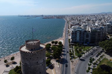 Yunanistan 'daki Selanik Beyaz Kulesi' nin 25 Ağustos 2020 tarihli hava görüntüsü