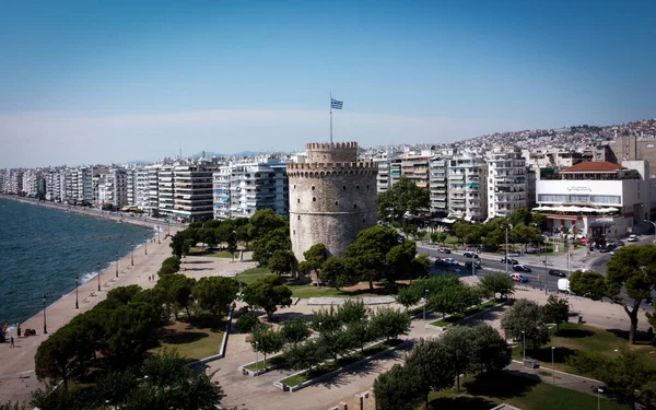 Yunanistan 'daki Selanik Beyaz Kulesi' nin 25 Ağustos 2020 tarihli hava görüntüsü