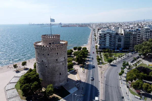 Yunanistan 'daki Selanik Beyaz Kulesi' nin 25 Ağustos 2020 tarihli hava görüntüsü