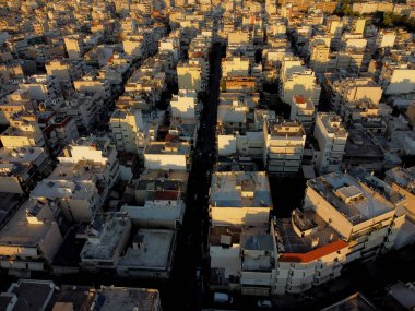 29 Ağustos 2020 'de Yunanistan' ın Korydallos ilçesindeki konutların hava manzarası