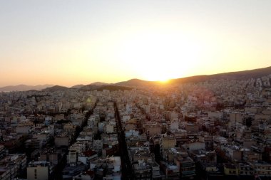 29 Ağustos 2020 'de Yunanistan' ın Korydallos ilçesindeki konutların hava manzarası