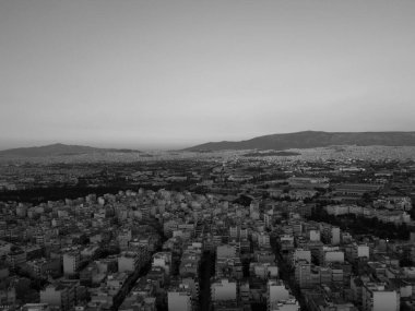 29 Ağustos 2020 'de Yunanistan' ın Korydallos ilçesindeki konutların hava manzarası