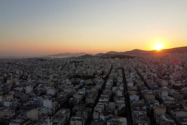 29 Ağustos 2020 'de Yunanistan' ın Korydallos ilçesindeki konutların hava manzarası