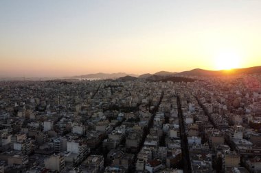 29 Ağustos 2020 'de Yunanistan' ın Korydallos ilçesindeki konutların hava manzarası