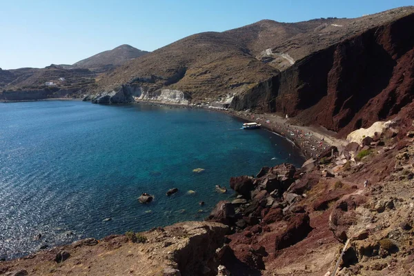 Widok Lotu Ptaka Wyspę Santorini Grecja Sierpnia 2020 — Zdjęcie stockowe