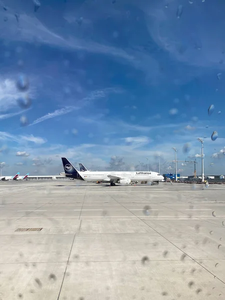 Airbus Lufthansa Aéroport Munich Allemagne Septembre 2020 — Photo