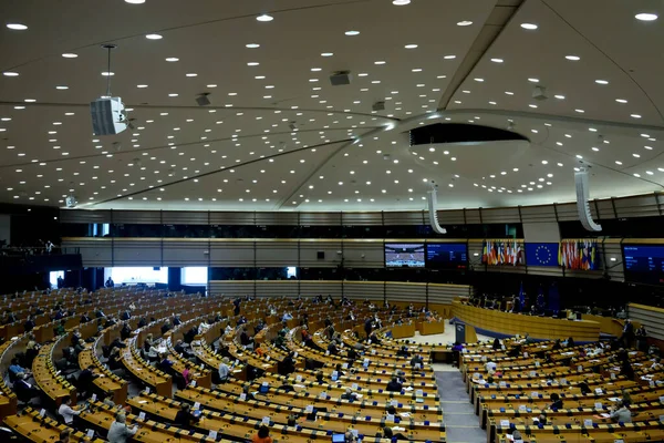 Uma Visão Geral Sala Plenária Parlamento Europeu Como Surto Doença — Fotografia de Stock