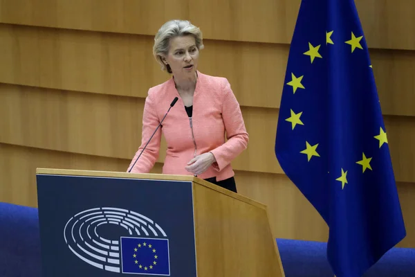 Presidente Comissão Europeia Ursula Von Der Leyen Dirige Plenário Durante — Fotografia de Stock