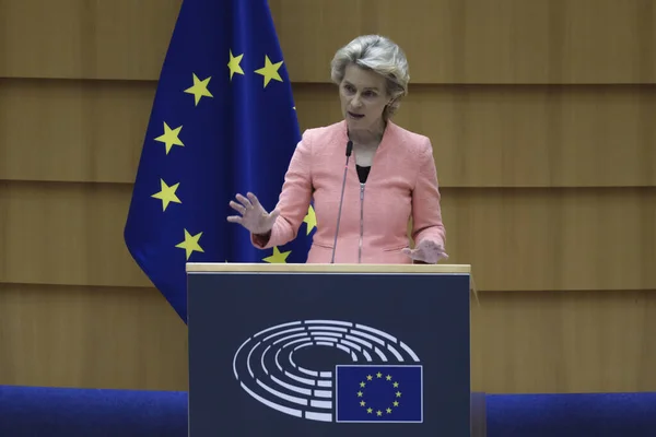 European Commission President Ursula Von Der Leyen Addresses Plenary Her — Stock Photo, Image