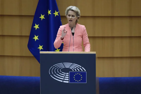 European Commission President Ursula Von Der Leyen Addresses Plenary Her — Stock Photo, Image