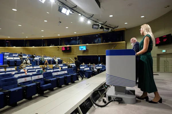 Comissários Europeus Para Comércio Verde Frans Timmermans Durante Uma Conferência — Fotografia de Stock