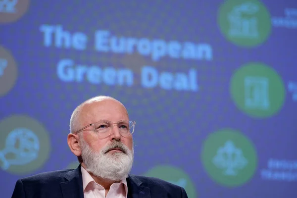 Comisarios Europeos Del Acuerdo Verde Europeo Frans Timmermans Durante Una — Foto de Stock