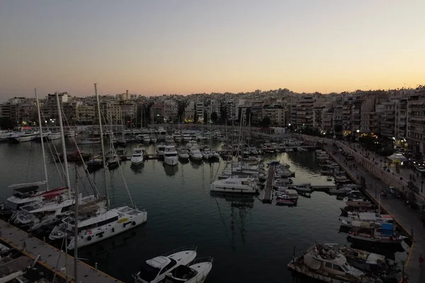 Foto Panorámica Drones Aéreos Del Icónico Puerto Marina Zeas Pasalimani —  Fotos de Stock