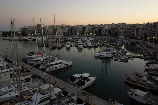 Foto Panorámica Drones Aéreos Del Icónico Puerto Marina Zeas Pasalimani —  Fotos de Stock