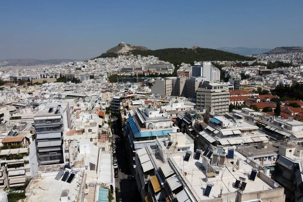 Drohnenaufnahmen Vom Symbolträchtigen Lycabettus Hügel Und Der Stadt Athen August — Stockfoto