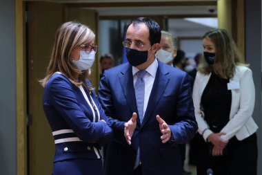 Brussels, Belgium. 21st September 2020.Cypriot foreign affairs minister Nikos Christodoulides arrives to attend a meeting of EU foreign affairs ministers at the European Council building. clipart