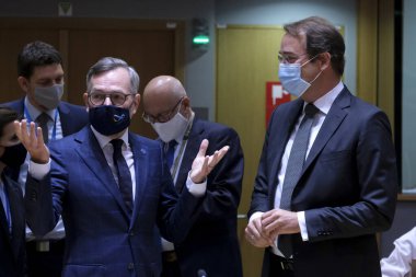 Brüksel, Belçika. 22 Eylül 2020. Avusturya 'nın AB Daimi Temsilcisi Nikolaus Marschik bir Avrupa Genel İşler Konseyi' ne katılmak üzere geliyor.