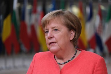 Almanya Başbakanı Angela Merkel, Avrupa Birliği liderleri zirvesine katılmak üzere 17 Temmuz 2020 'de Brüksel' e geldi..