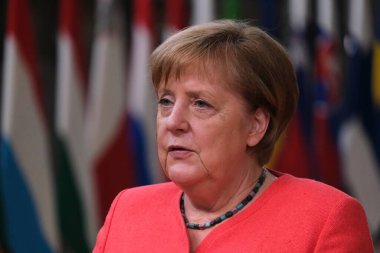 Almanya Başbakanı Angela Merkel, Avrupa Birliği liderleri zirvesine katılmak üzere 17 Temmuz 2020 'de Brüksel' e geldi..