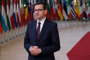 Polonya Başbakanı Mateusz Morawiecki, 17 Temmuz 2020 'de Brüksel, Belçika' da yapılacak Avrupa Birliği zirvesine katılmak üzere geldi..