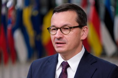 Polonya Başbakanı Mateusz Morawiecki, 17 Temmuz 2020 'de Brüksel, Belçika' da yapılacak Avrupa Birliği zirvesine katılmak üzere geldi..