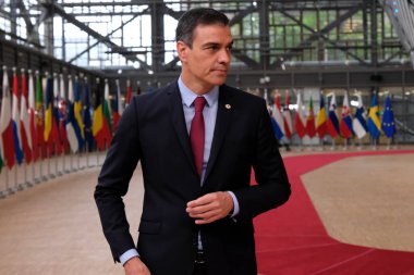 İspanya Başbakanı Pedro Sanchez, Avrupa Birliği liderleri zirvesine katılmak üzere 17 Temmuz 2020 'de Brüksel' e geldi..