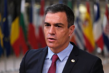 İspanya Başbakanı Pedro Sanchez, Avrupa Birliği liderleri zirvesine katılmak üzere 17 Temmuz 2020 'de Brüksel' e geldi..