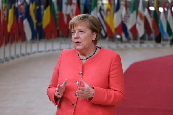 Tysklands Förbundskansler Angela Merkel Anländer Till Ledarnas Toppmöte Bryssel Den — Stockfoto