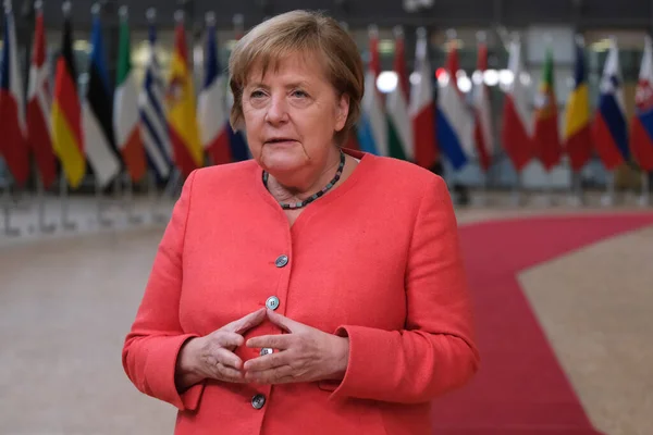 Canciller Alemana Angela Merkel Llega Para Asistir Cumbre Líderes Unión — Foto de Stock