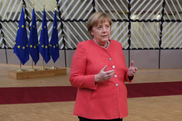 Kanselir Jerman Angela Merkel Tiba Untuk Menghadiri Ktt Pemimpin Uni — Stok Foto