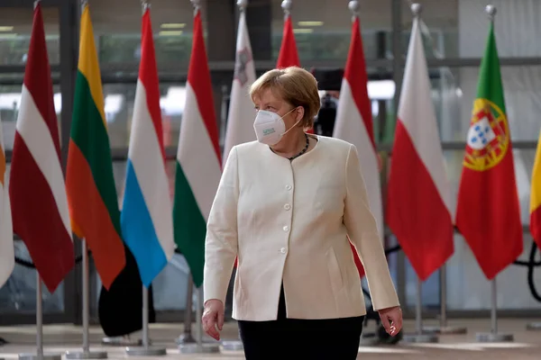 Chanceler Alemã Angela Merkel Chega Para Participar Cúpula Líderes União — Fotografia de Stock
