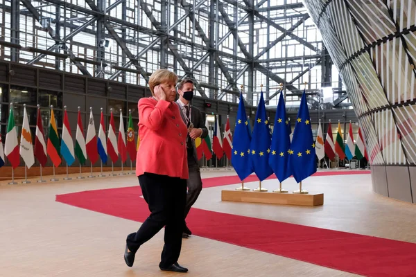 Německá Kancléřka Angela Merkelová Přijíždí Summit Lídrů Evropské Unie Bruselu — Stock fotografie