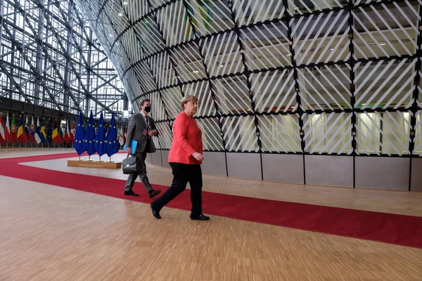 Tysklands Förbundskansler Angela Merkel Anländer Till Europeiska Unionens Toppmöte Bryssel — Stockfoto
