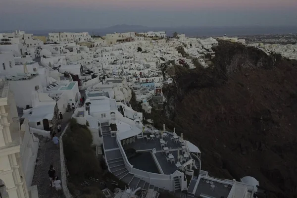 Foto Aerea Del Famoso Villaggio Imerovigli Costruito Sulla Cima Una — Foto Stock