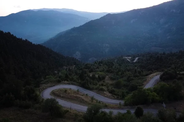 Smalle Straat Tussen Bos Uitzicht Drone — Stockfoto