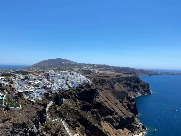 Zicht Fyra Het Eiland Santorini Griekenland Augustus 2020 — Stockfoto