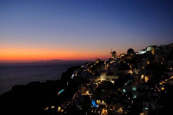 Вид Закат Замка Острове Санторини Греция Августа 2020 — стоковое фото