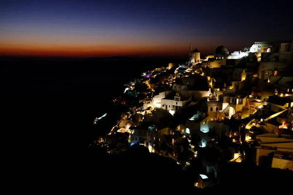 Veduta Del Tramonto Dal Castello Oia Sull Isola Santorini Grecia — Foto Stock