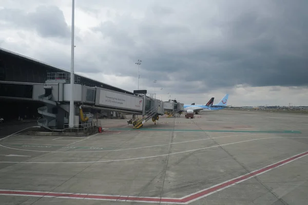 Avions Vus Dans Aire Trafic Aéroport International Bruxelles Zaventem Juillet — Photo