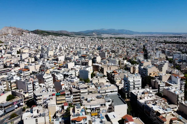 Eine Aufnahme Der Stadt Athen Aus Der Vogelperspektive Die Das — Stockfoto