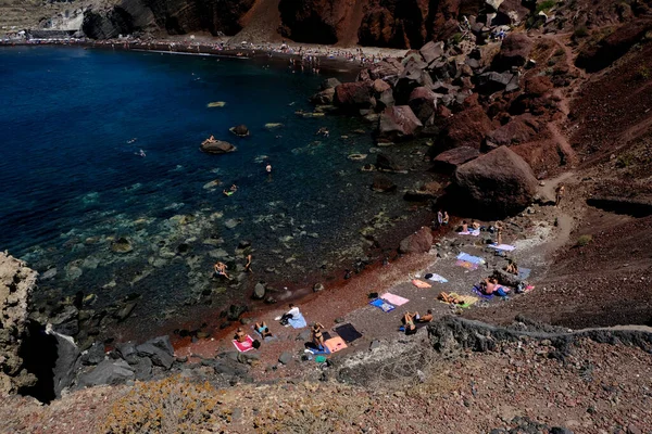 Menschen Genießen Das Sonnige Wetter Beim Schwimmen Meer Roten Strand — Stockfoto