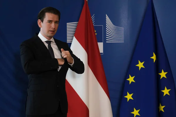 Chancelier Autrichien Sebastian Kurz Avec Présidente Commission Européenne Ursula Von — Photo